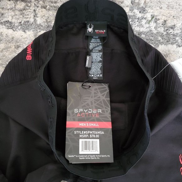 Spyder Active Pants Spyder Active Mens Pro  Base Layer Compression Leggings Pants Black